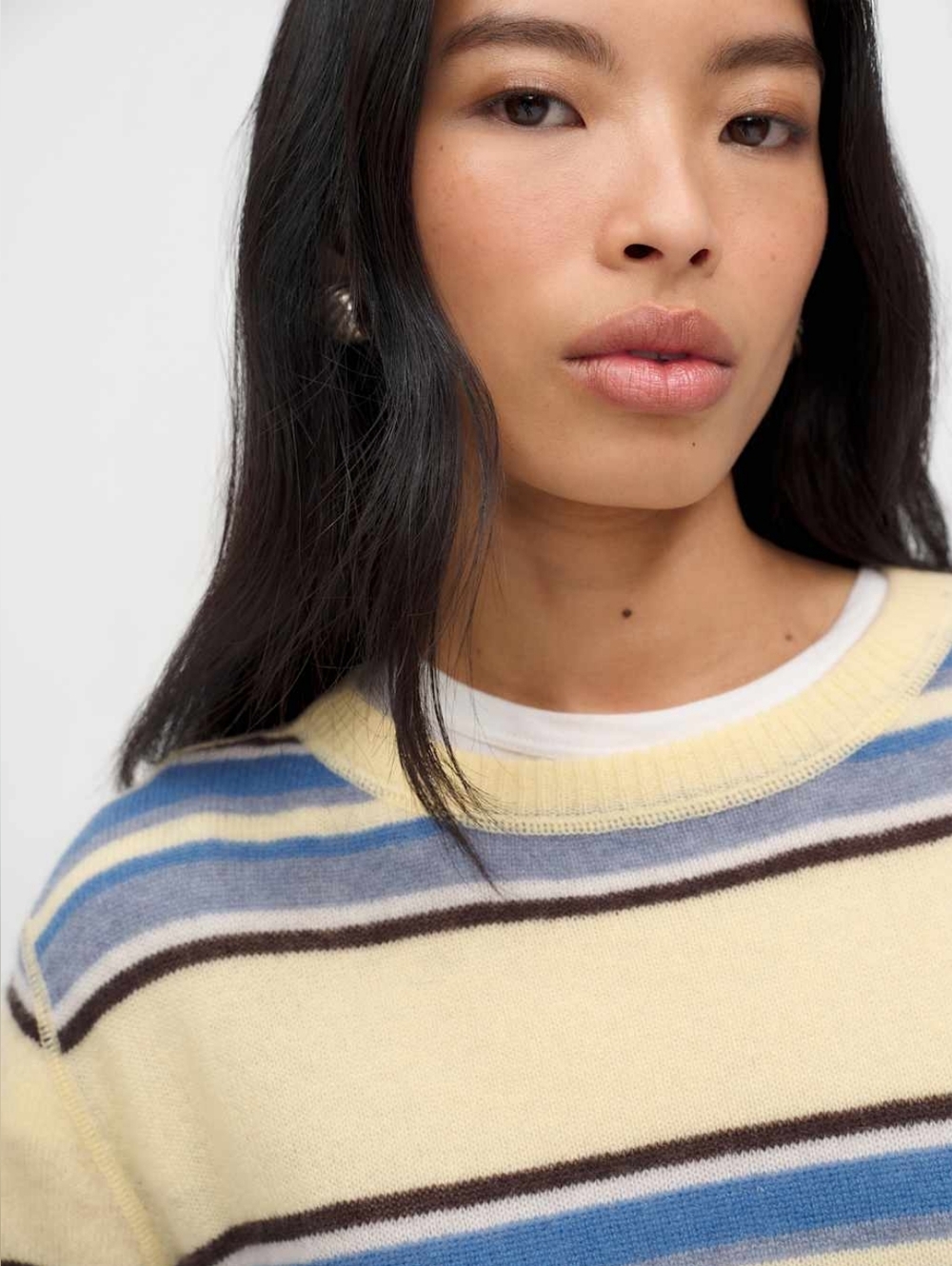 Cashmere Boyfriend Sweater Parmesan Multi Stripe - Picture 5 of 7
